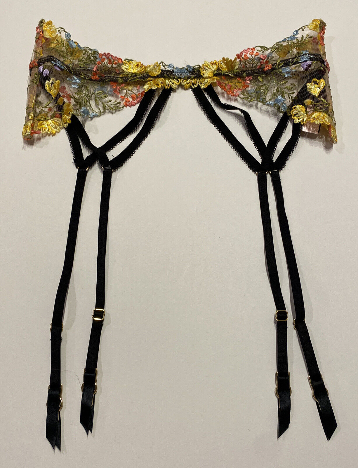 Victoria's Secret Dream Angels Sheer Floral Embroidery Garter Belt XS/S