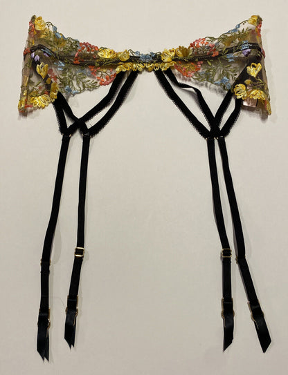 Victoria's Secret Dream Angels Sheer Floral Embroidery Garter Belt XS/S