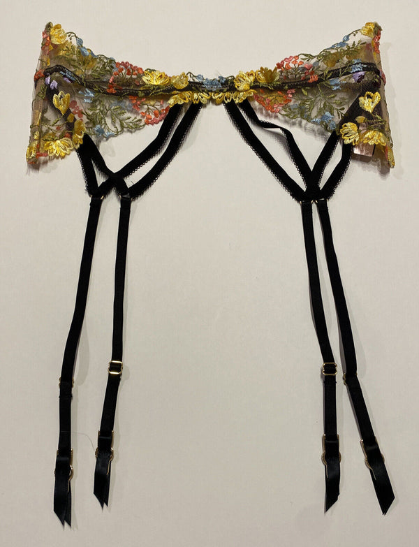 Victoria's Secret Dream Angels Sheer Floral Embroidery Garter Belt XS/S