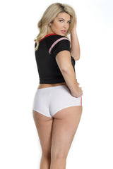 Coquette Queen Touch Down Crop Top & Booty Shorts Black