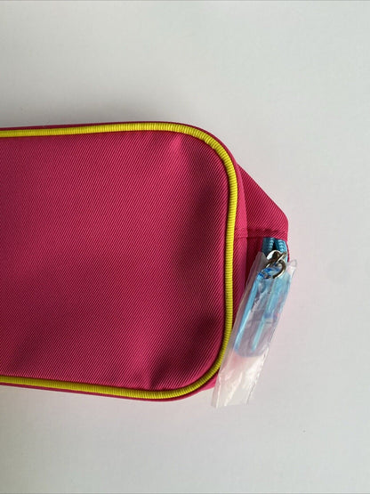 Clinique Beauty Gift Makeup Bag Pink Canvas Blue Zip