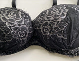 Axami Countess Push-up Bra Black Metallic Silver Lace 34C