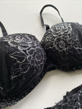 Axami Countess Push-up Bra Black Metallic Silver Lace 34C