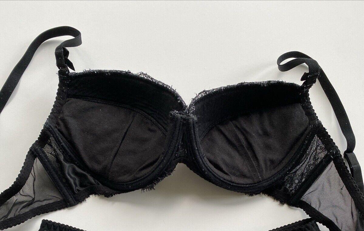 Axami Countess Push-up Bra Black Metallic Silver Lace 34C