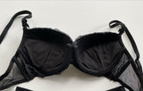 Axami Countess Push-up Bra Black Metallic Silver Lace 34C