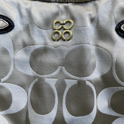 Coach Vintage Shoulder Bag Jacquard Logo C Snake Accent Blue Lining