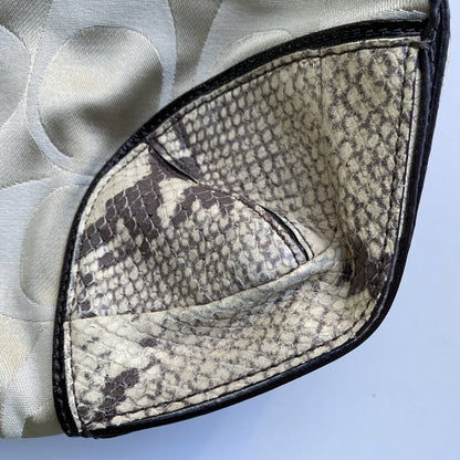 Coach Vintage Shoulder Bag Jacquard Logo C Snake Accent Blue Lining