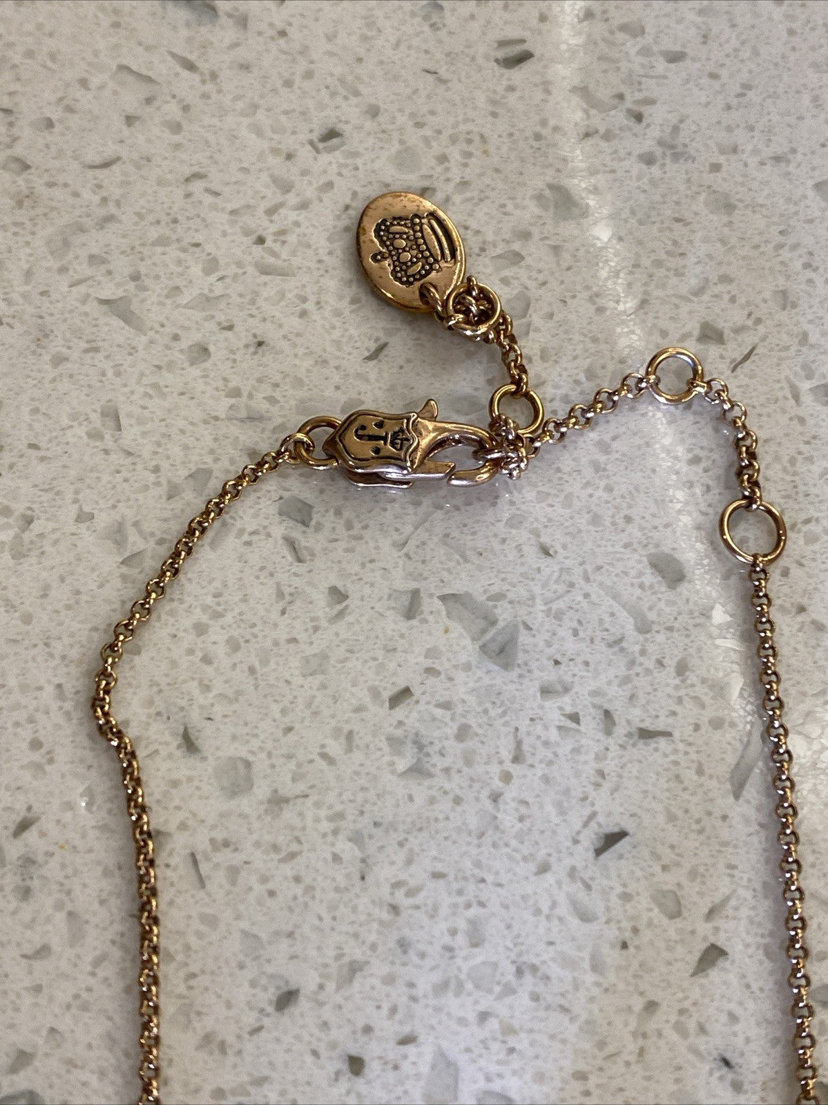 Vintage Juicy Couture Pave Heart Rhinestone Necklace Set Earrings Rose Gold