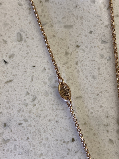 Vintage Juicy Couture Pave Heart Rhinestone Necklace Set Earrings Rose Gold