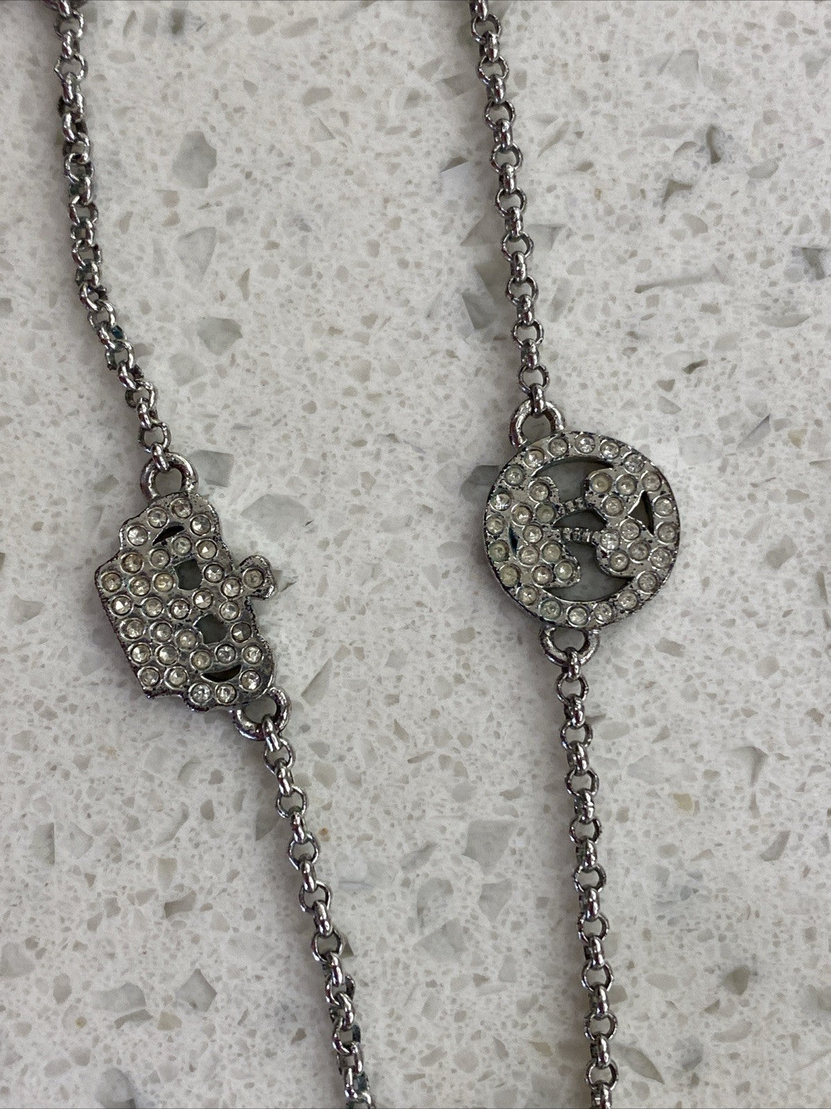 Vintage Juicy Couture Pave Heart Rhinestone Necklace Set Earrings Hoops Gold