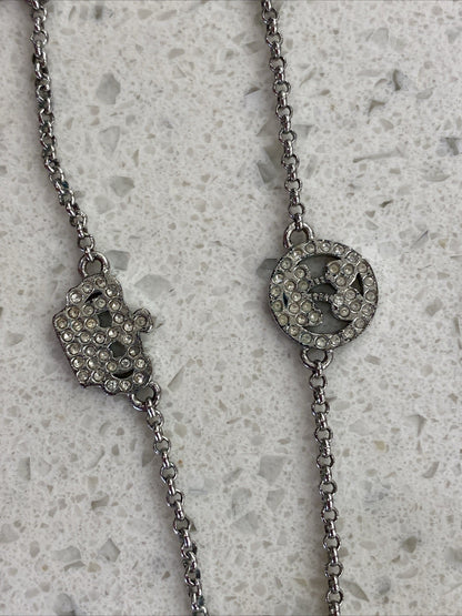 Vintage Juicy Couture Pave Heart Rhinestone Necklace Set Earrings Hoops Gold