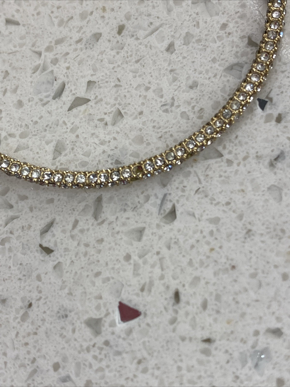 Vintage Juicy Couture Pave Heart Rhinestone Necklace Set Earrings Hoops Gold