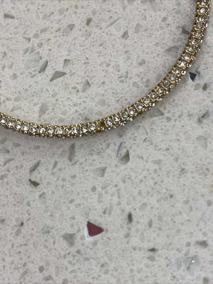Vintage Juicy Couture Pave Heart Rhinestone Necklace Set Earrings Hoops Gold