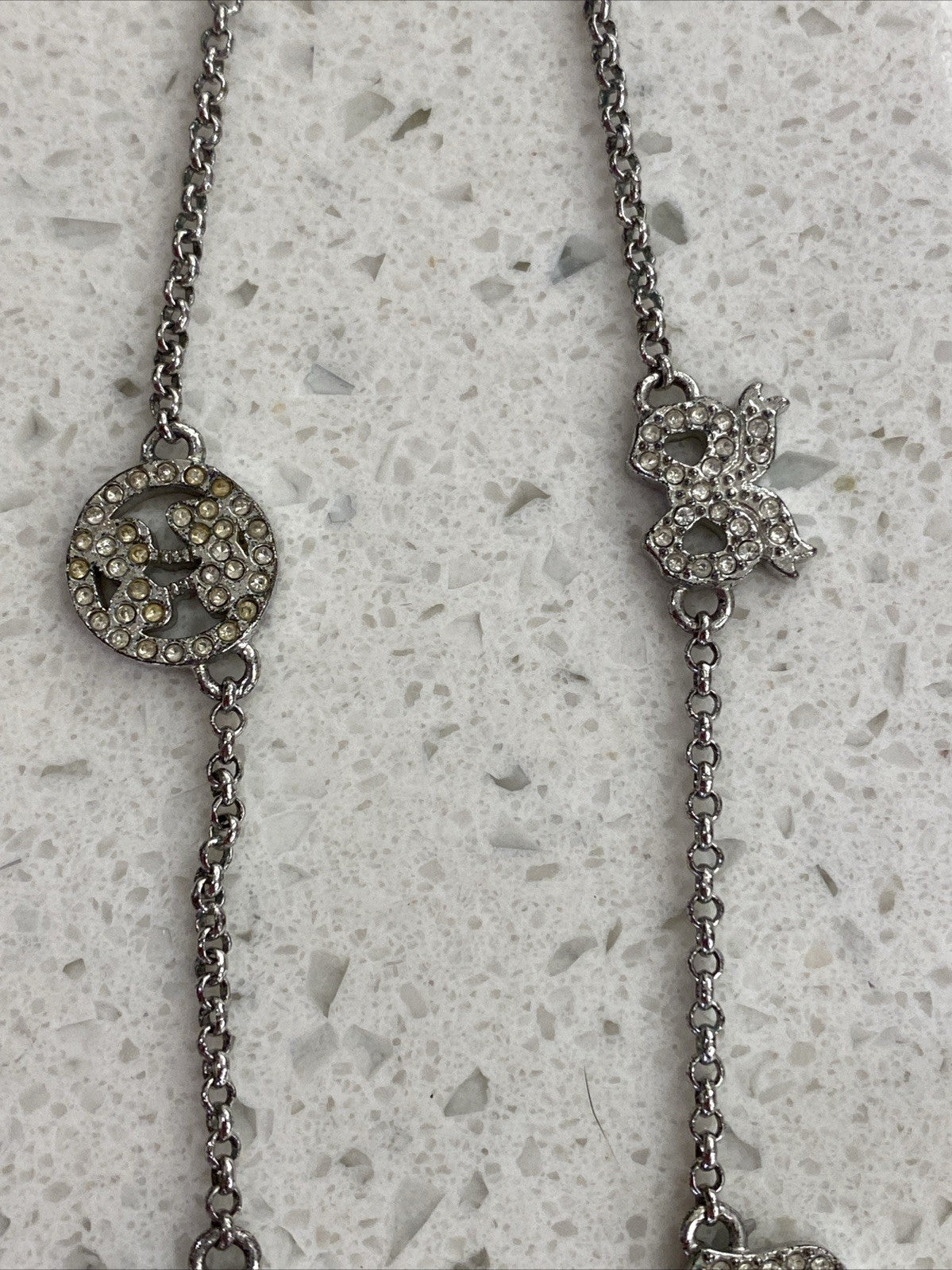 Vintage Juicy Couture Pave Heart Rhinestone Necklace Set Earrings Hoops Gold