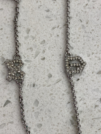 Vintage Juicy Couture Pave Heart Rhinestone Necklace Set Earrings Hoops Gold