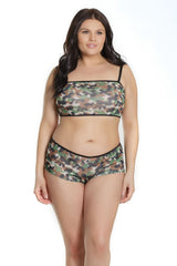 Coquette Queen Go Commando Bralette & Shorts Camo Print