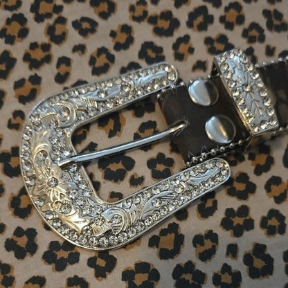 Camouflage Rhinestone Blingy Studded Belt Buckle - Medium