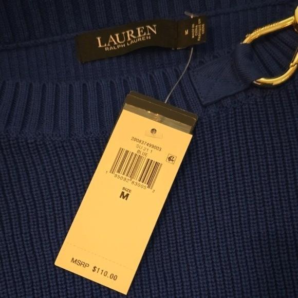 Polo Ralph Lauren Royal Blue Knit Buckle Sweater - Medium
