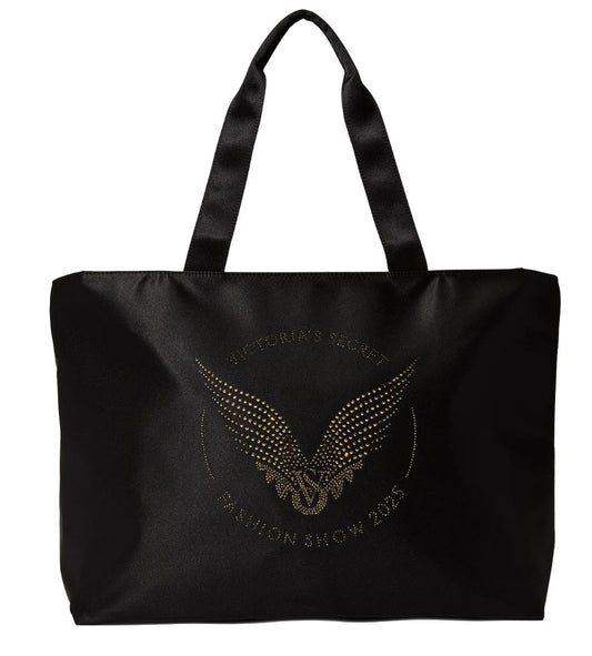 Victoria's Secret Fashion Show 2025 Tote Bag Black Nylon Gold Sparkle