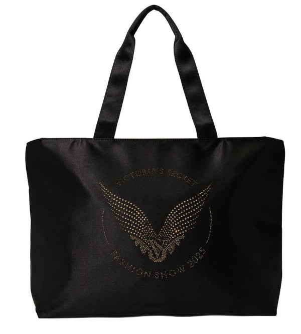 Victoria's Secret Fashion Show 2025 Tote Bag Black Nylon Gold Sparkle