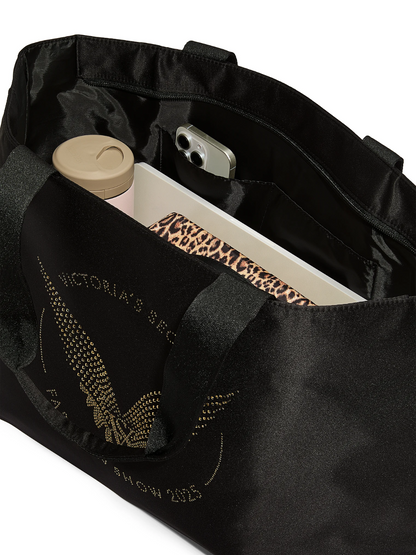 Victoria's Secret Fashion Show 2025 Tote Bag Black Nylon Gold Sparkle