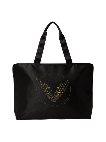 Victoria's Secret Fashion Show 2025 Tote Bag Black Nylon Gold Sparkle