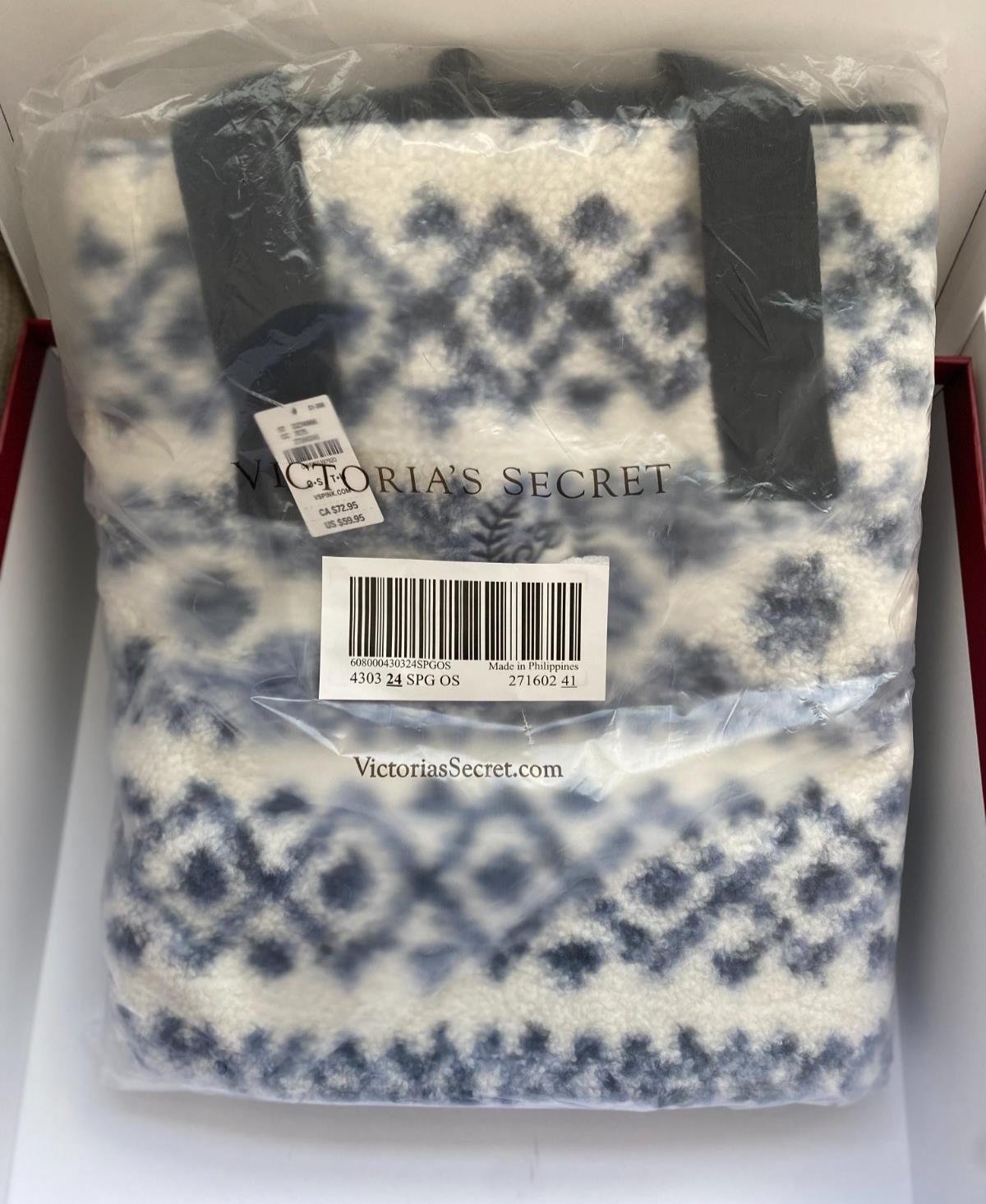 Victoria's Secret VS PINK Weekender Tote Bag Cozy Plush Sherpa Blue
