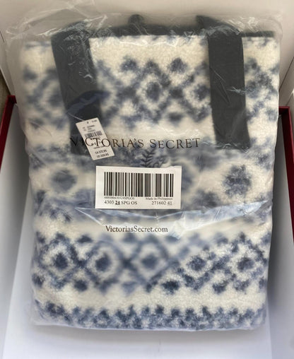 Victoria's Secret VS PINK Weekender Tote Bag Cozy Plush Sherpa Blue