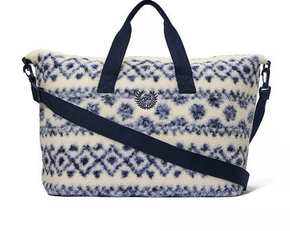 Victoria's Secret VS PINK Weekender Tote Bag Cozy Plush Sherpa Blue
