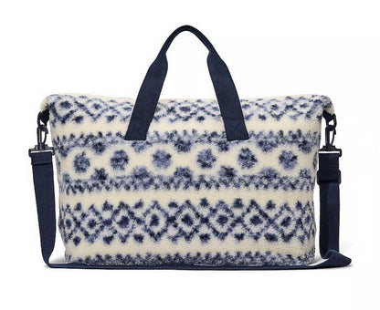 Victoria's Secret VS PINK Weekender Tote Bag Cozy Plush Sherpa Blue