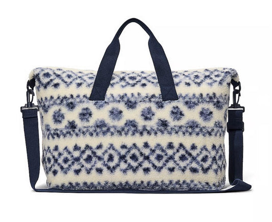 Victoria's Secret VS PINK Weekender Tote Bag Cozy Plush Sherpa Blue