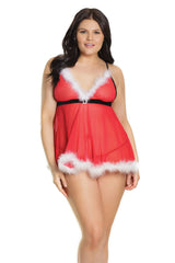 Coquette Queen Sleigh Belle Babydoll & G-String Red