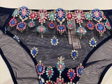 Victoria’s Secret Dream Angels Jewels Gems Sheer Embroidery Cheekini Noir Navy M