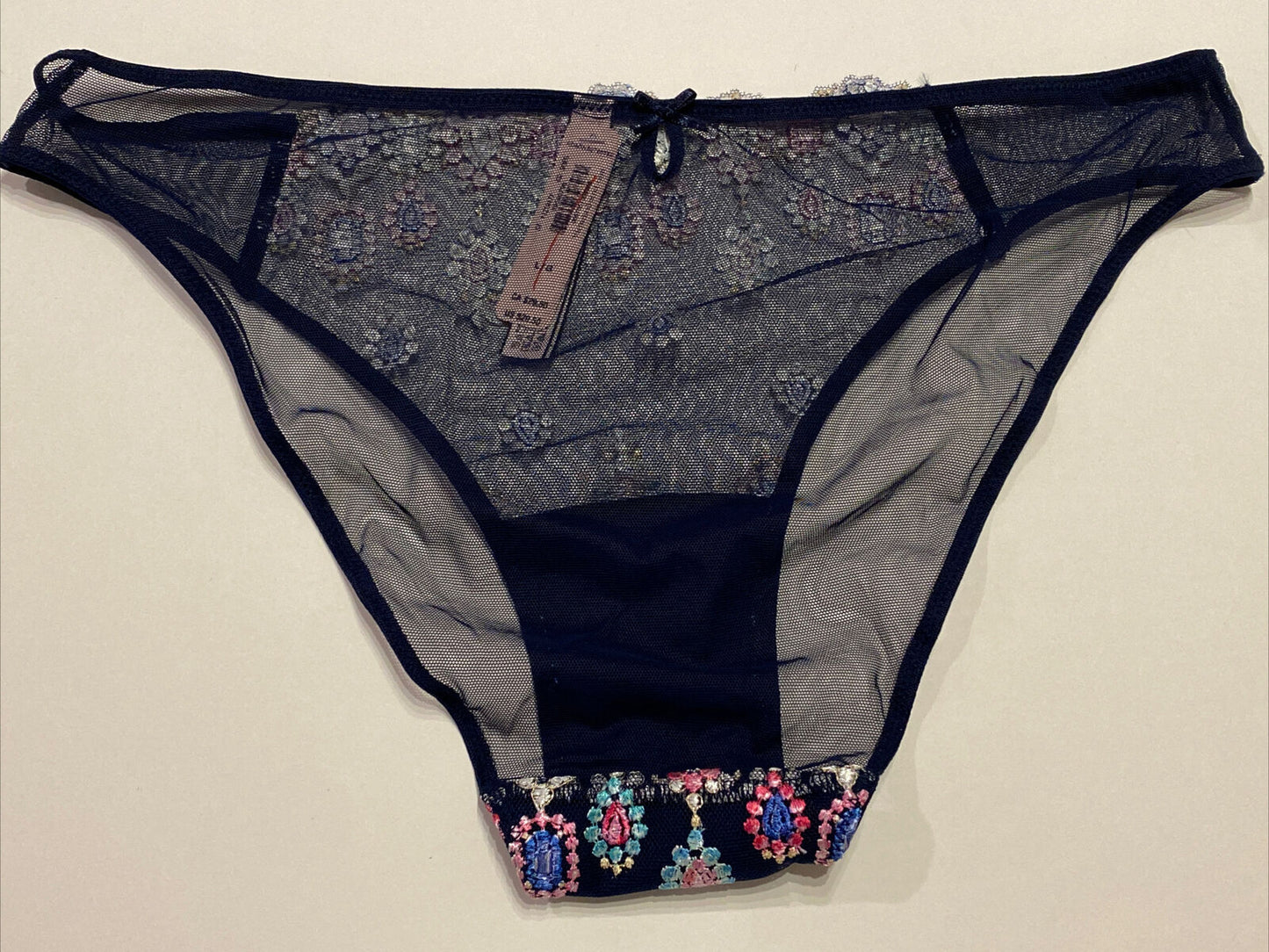 Victoria’s Secret Dream Angels Jewels Gems Sheer Embroidery Cheekini Noir Navy M