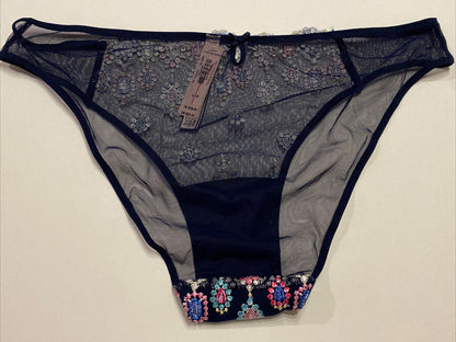 Victoria’s Secret Dream Angels Jewels Gems Sheer Embroidery Cheekini Noir Navy M