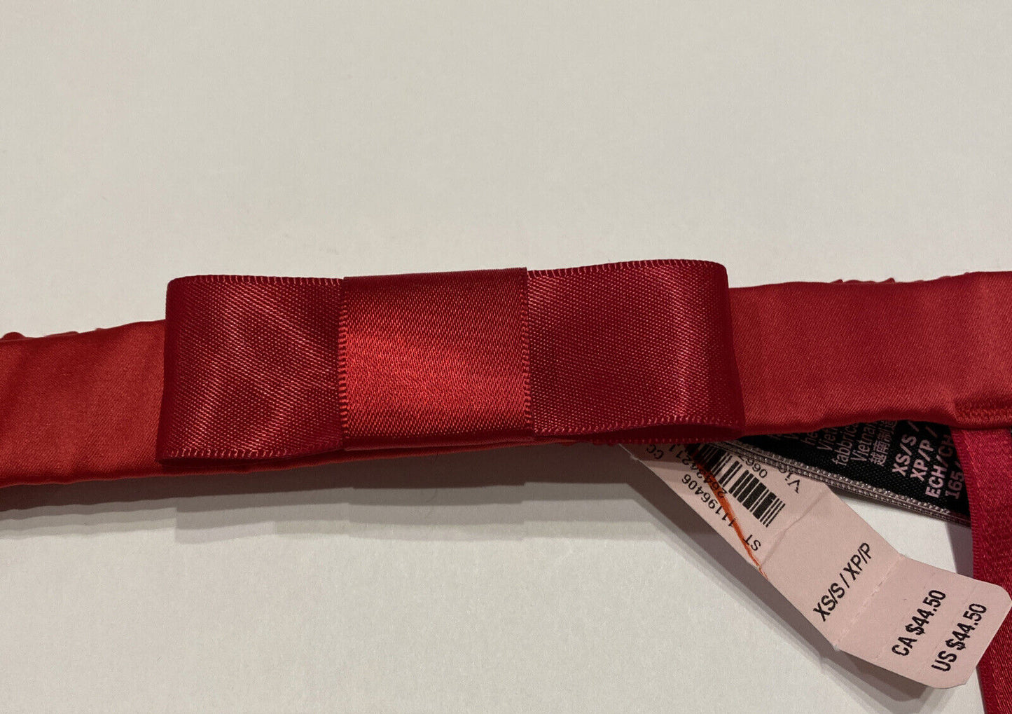 Victoria's Secret Garter Belt Lingerie Very Sexy Satin Red Bow XS / Small