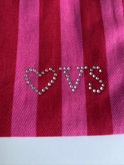 Victoria’s Secret Lingerie Bag Pink Red Stripe Canvas 🩷 VS Vintage