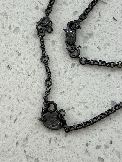 Rare Set Juicy Couture Vtg Gunmetal Pave Rhinestone 2 Necklaces 1 Ring 3 Bangles