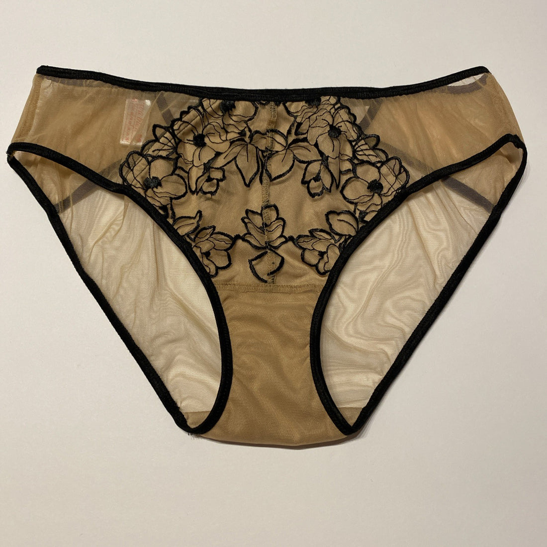 Bikini Briefs Sheer Back Floral Front Size Medium