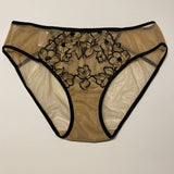 Bikini Briefs Sheer Back Floral Front Size Medium