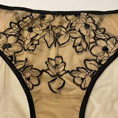 Ewa Bien Bikini Briefs Sheer Back Floral Front Size Medium