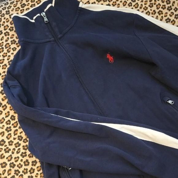 Polo Ralph Lauren Navy Blue Track Bomber Jacket - Small