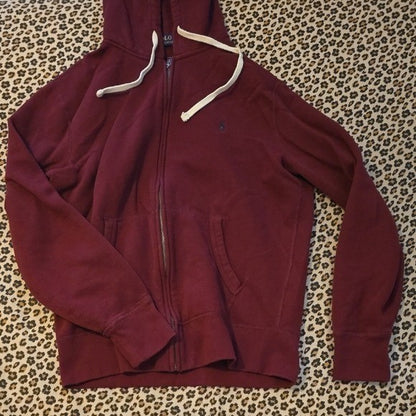 Polo Ralph Lauren Premium Burgundy Red Zip-up Hoodie - Small