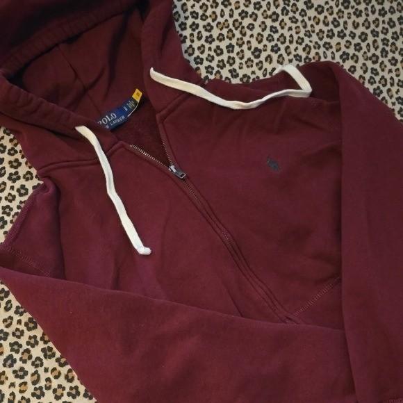 Polo Ralph Lauren Premium Burgundy Red Zip-up Hoodie - Small