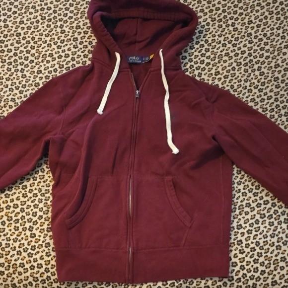 Polo Ralph Lauren Premium Burgundy Red Zip-up Hoodie - Small