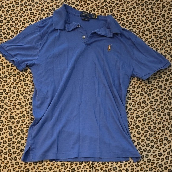 Polo Ralph Lauren Men's Custom Slim Fit Collared Polo Shirt Blue Small