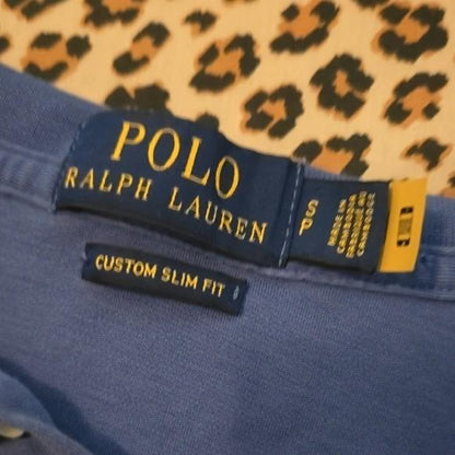 Polo Ralph Lauren Men's Custom Slim Fit Collared Polo Shirt Blue Small