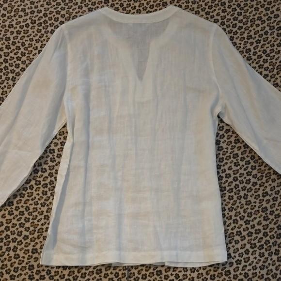 Tommy Bahama LINEN White Tunic with Beaded Neckline - Small