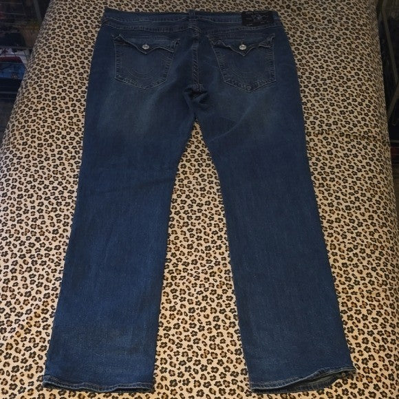 True Religion Ricky Flap Big T Indigo Relaxed Straight Jeans Black Label Size 38