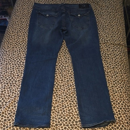 True Religion Ricky Flap Big T Indigo Relaxed Straight Jeans Black Label Size 38